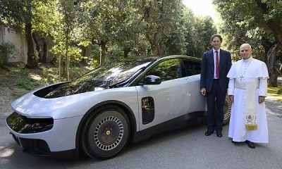 Pope Leo XIV Checks Out The All-new Ferrari Luce, Gifted The Electric Sports Car’s Steering Wheel - autojosh