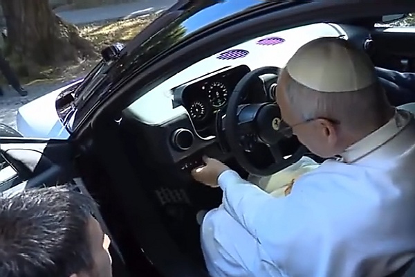 Pope Leo XIV Checks Out The All-new Ferrari Luce, Gifted The Electric Sports Car’s Steering Wheel - autojosh