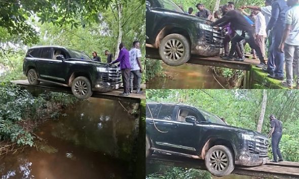 Liberian Senator’s Toyota Land Cruiser SUV Nearly Fell Into River After Its Tyres Slipped Off A Narrow Bridge - autojosh
