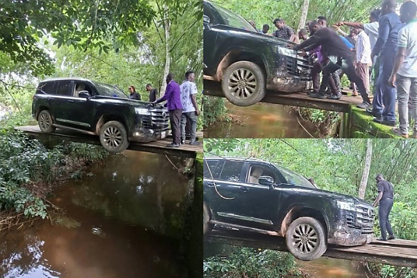 Liberian Senator’s Toyota Land Cruiser SUV Nearly Fell Into River After Its Tyres Slipped Off A Narrow Bridge - autojosh