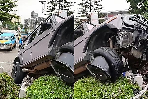 No Casualties Reported As Mercedes-Benz G-Class Collides With A Barrier At Eko Hotel Roundabout - autojosh