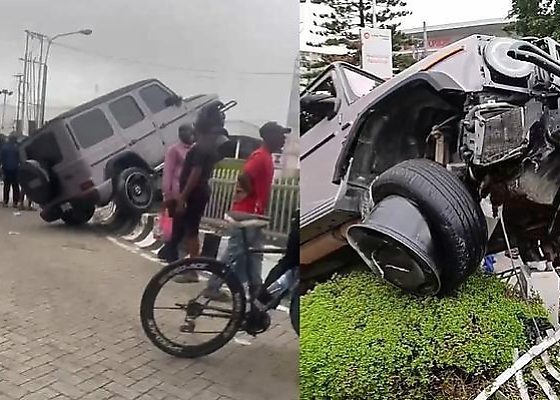 No Casualties Reported As Mercedes-Benz G-Class Collides With A Barrier At Eko Hotel Roundabout - autojosh