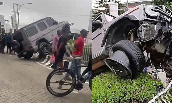 No Casualties Reported As Mercedes-Benz G-Class Collides With A Barrier At Eko Hotel Roundabout - autojosh