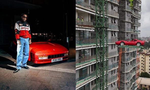 Burna Boy Lifts ₦1.6B Ferrari Testarossa Into His 26th Floor Penthouse - autojosh