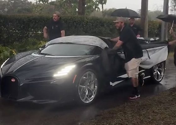 $5M Car With No Roof? Handlers Rush To Save Bugatti W16 Mistral Interior During Heavy Rain - autojosh