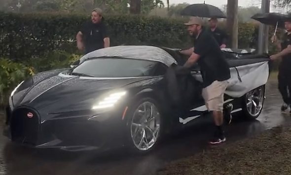 $5M Car With No Roof? Handlers Rush To Save Bugatti W16 Mistral Interior During Heavy Rain - autojosh