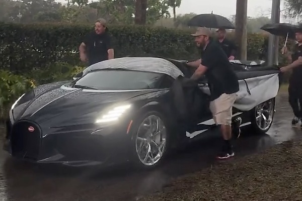 $5M Car With No Roof? Handlers Rush To Save Bugatti W16 Mistral Interior During Heavy Rain - autojosh
