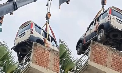 Fear Of Theft: Indian Man Hires Crane To Park New Mahindra SUV On Rooftop Before Traveling To Israel