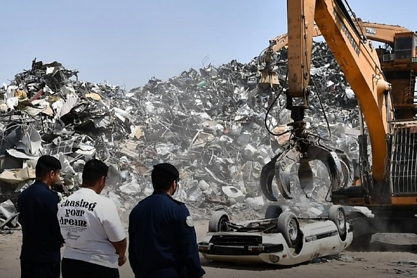 Kuwait Arrests Driver For Reckless Stunts, Forces Him To Watch His Car Get Crushed, Flattened Into Scrap Metal - autojosh
