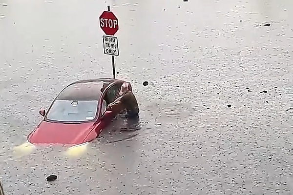 It’s Not China’s Floating Cars: Moment Raging Floodwater Sweeps Tesla Away In Connecticut
