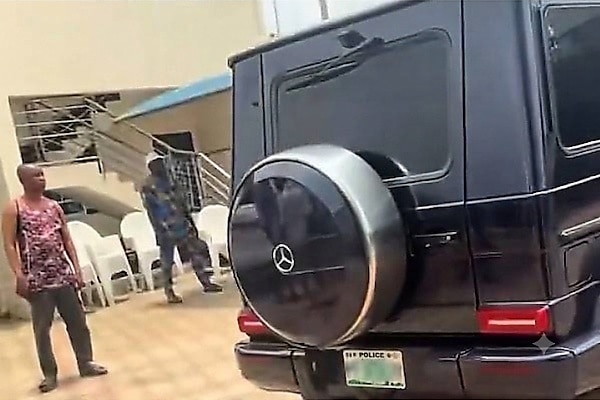 Sunday Igboho Spotted Driving Mercedes G-Wagon With Custom Nigerian Police Plate