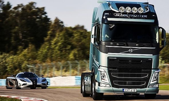 Volvo Trucks Raced Its FH Against A Koenigsegg One:1 To Test Sports Car-Inspired Truck Technology