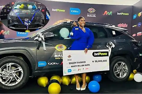 No Innoson This Year As BBNaija Season 11 Winner Temi Receives ₦60m Hyundai Tucson, ₦90m Cash Prize
