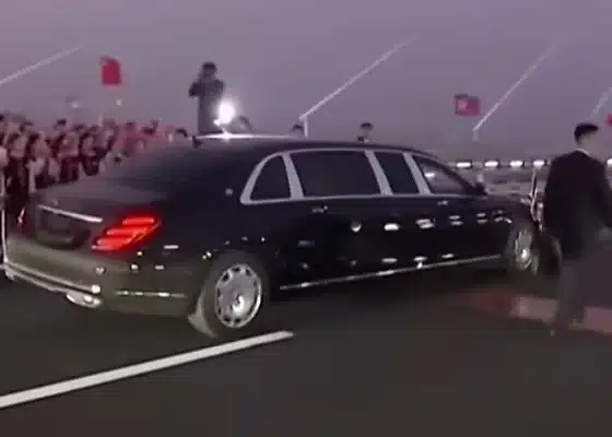 North Korean Leader Kim Jong Un Crosses New China Border Bridge In Armoured Mercedes-Maybach Limousine