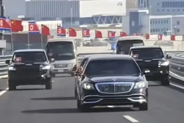 North Korean Leader Kim Jong Un Crosses New China Border Bridge In Armoured Mercedes-Maybach Limousine