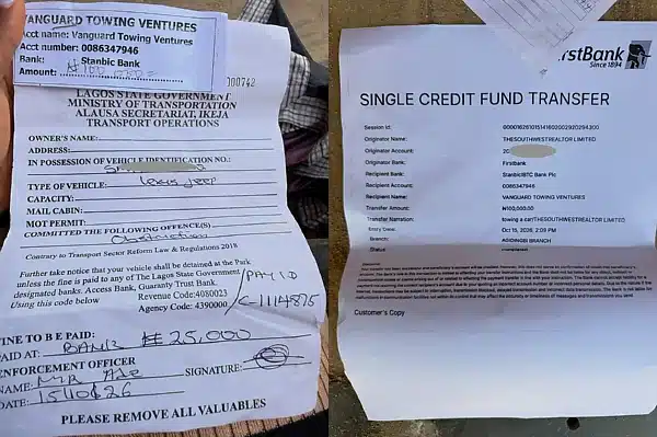Lexus Owner Calls Out Lagos Transport Commissioner Over ₦100,000 Towing Fee From Ogba To Alausa