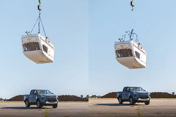 Toyota Drops 760kg Caravan on All-Electric Hilux To Prove It Remains ‘Indestructible’